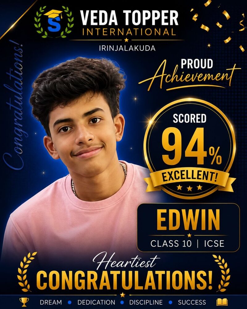 Edwin — Class 10 ICSE, scored 94%