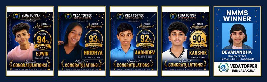 Veda Topper student achievement cards